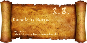 Korpás Barna névjegykártya