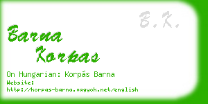 barna korpas business card
