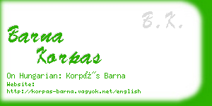 barna korpas business card